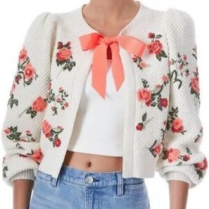 Like New ALICE + OLIVIA Kitty Floral Embroidered Cardigan - Size XL